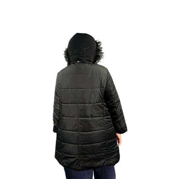 NEW ON THE PLUS SIDE long sleeve winter puff coat - plus size in black - Picture 2 of 3